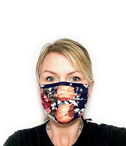Star Vixen Washable Fashion Face Mask, Navy/Floral, One Size fits All