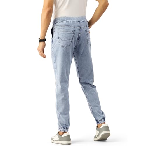 Image of PARIS HAMILTON Men Relaxed Fit Stretchable Heavy Fade Denim Jogger Jeans