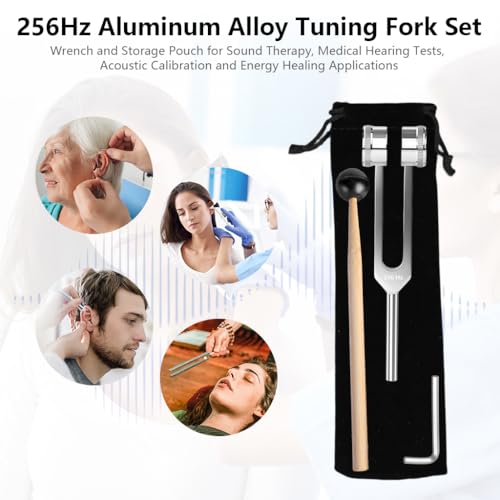 Image of HASTHIP 256Hz Tuning Fork, 21.5cm Aluminum Alloy Music Tuning Fork for Sound Healing, Instrument Tuning & Meditation Therapy, with Velvet Drawstring Storage Bag & Striker
