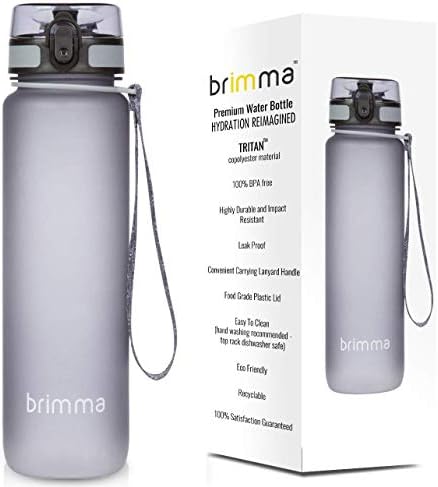 Brimma Premium Sports Water Bottle with Leak Proof Flip Top Lid - Eco Friendly & BPA Free Tritan Plastic - Must Have for The Gym, Yoga, Running, Outdoors, Cycling, and Camping