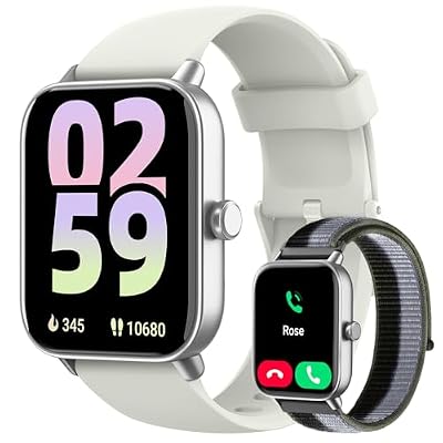 Smart Watch for Women Men, 1.85" Alexa Fitness Tracker with Call & SMS, Heart Rate, SpO2, Stress & Sleep Monitor, IP68 Waterproof Smartwatch for Android iPhone Samsung etc., 100+ Sports Modes, 2 Bands