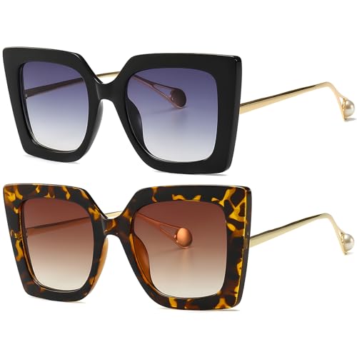 AIEYEZO Oversized Womens Sunglasses Trendy Retro Square Frame Sun Glasses Fashion Ladies Shades