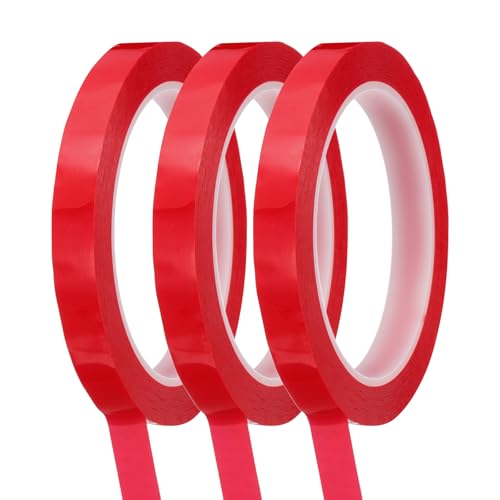 Image of sourcing map Whiteboard Tape 12mm Self Adhesive Graphic Chart Line Tape 66 Meters Grid Marking Stickers for Pinstripe Dry Erase Board Scrapbooking DIY Art Crafts, Red, Pack of 3