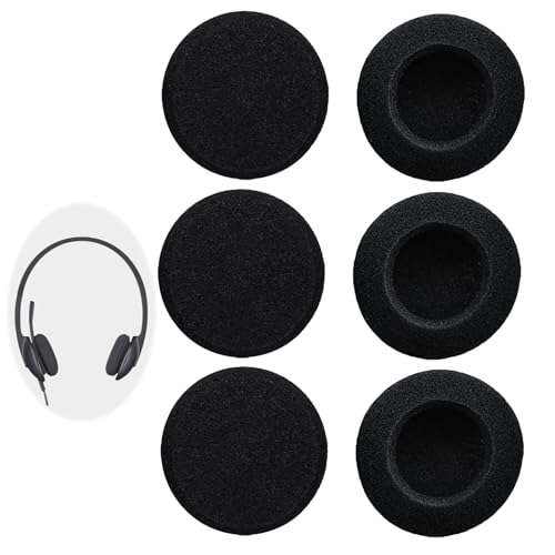 Pack de 6 Coussinets de Rechange Ronds en Mousse de 55mm, Coussinets d’Oreille pour Casques Audio, Embouts d’Écouteurs Éponge Confortables, Accessoires de Réparation Universels - Noir