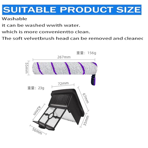 Ersatzteile Zubehör für Rowenta X-Clean 10 / Narwal S20 Pro Nass- und Trockensauger: 4 pack 2 Bürstenrollen + 2 Filter