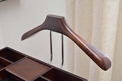 Proman Products - Crescent Moon Valet, Mens Valet Stand with Drawer, Top Tray, Contour Hanger, Trouser Bar, Belt Hooks & Shoe Rack, Accessory & Clothes Organizer (Mahogany) - Thumbnail 5