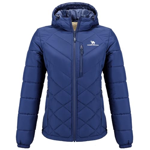 CAMEL CROWN Women's Hooded Puffer Jacket with Heat Reflective Lining Lightweight Winter Coat Warm Jacket