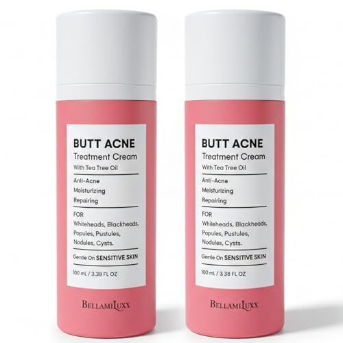 BellamiLuxx Butt Acne Clearing Treatment Cream: Body Acne Treatment Lotion for Folliculitis and Pimples on Back, Buttocks, Thighs With 2% Salicylic Acid & Tea Tree Oil - Butt Cream for Smooth Skin