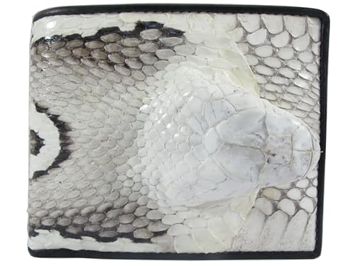 Genuine Cobra Snake Skin Leather with Head Bifold Men's Wallet ([B1] - 6 Card Slots + 2 ID Windows + 2 Compartments for Bills, Natural)2