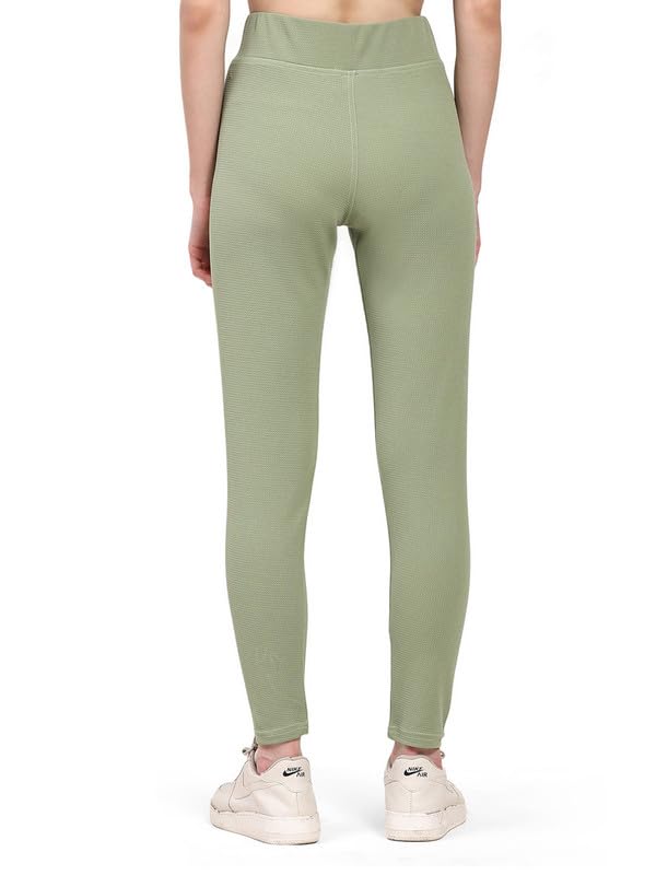 Image of DTR FASHION Women's Light Green Stretchable Cotton Blend Casual Tight