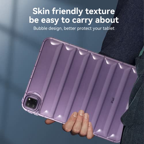 Bumper Case for iPad Pro 11 2022/2021/2020, Techcircle Clear Stylish Down Jacket Desigh Soft TPU Shockproof Protective Light Weight Back Cover for iPad Pro 11-inch 4th/3rd/2nd Generation, Purple by Techcircle - Used condition - Image 5