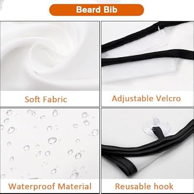 Beard Bib Apron for Men, Father's Day Gift Beard Trimming Catcher Bib for Shaving & Hair Clippings, Waterproof Non-Stick Hair Catcher Grooming Cloth with 2 Suction Cups(White)