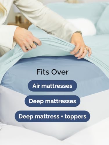Image of Extra Deep Pocket Full Size Sheet Set - Breathable & Cooling - Ice Blue