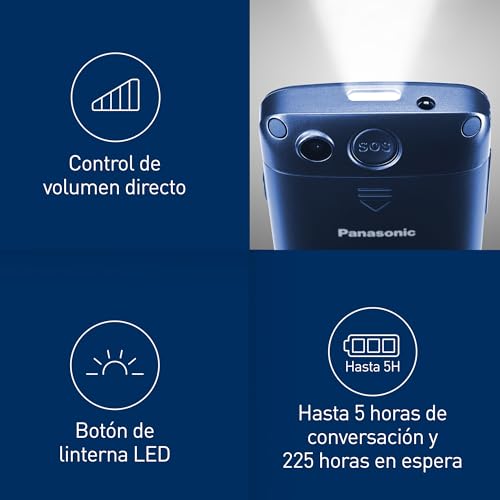 Miniatura 5 de Panasonic KX-TU110EXC 2G, Teléfono Móvil para Mayores, con Botón SOS, Llamada Prioritaria, Teléfono con Botones Grandes, Bluetooth, Linterna, Cámara, Azul