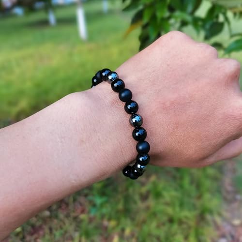Gracayfr Protection Bracelet Black Tourmaline Shungite Obsidian Black Healing Stone Bracelets Negative Energy Strength Balance Bead Jewelry For Men And Women Super 8mm by Gracayfr - Used condition - Image 4
