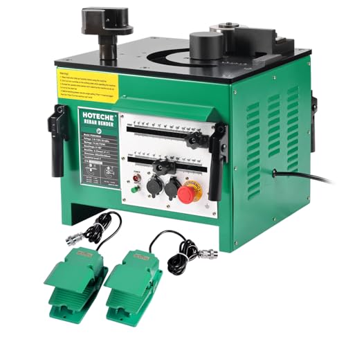 Hoteche 1700W Electric Hydraulic Rebar Bender - Professional 1-Inch Capacity Steel Bar Bending Machine, 0-180° Adjustable Angle, 4.5 Second Bend Speed for #3-#8 Rebar (6mm-25mm) with Foot Pedal