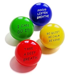 ALMAH Motivational Stress Balls for Kids and Adults (4 Pack), Stress Relief Balls, Hand Exercise Therapy Balls for Anxiety, Fidget, Tension, Manage Anger and Stress