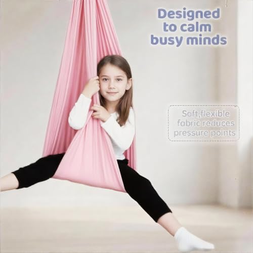 Image of Sensory Swing for Kids & Adults, Therapy Joy Swing for Autism, ADHD, SPD, Snuggle Swing Holds up to 300lbs has a Calming Effect on Children with Sensory Needs (Pink, only Fabric)