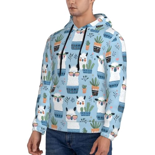 Hoodies For Men - Cute Alpaca Cactus (2) Print Long Sleeve Casual Men'S Hoodies & Sweatshirts Pullover With Pocket3