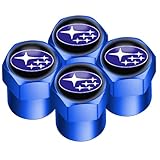 LMJCH Ventilkappen Auto,Staubdicht Ventildeckel,Reifen Ventilkappen,für Subaru Impreza Legacy WRX STI BRZ Forester Ascent Levorg XV WRC Einfach Zu Verwendende Ventil,Stabilen Reifendruck,C-Blue