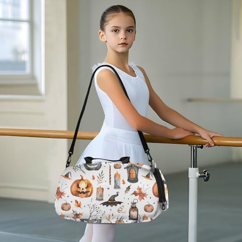 Duffle Bag for Boys or Girls with Shoes Compartment, Halloween Pattern I Sports Travel Bag Overnight3
