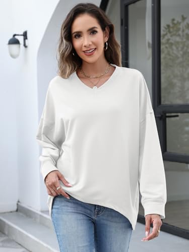 Image of ZANZEA Women's Off The Shoulder Batwing Tops Casual Loose Oversized Tshirts Long Sleeve Fall Pullover Sweater Tops
