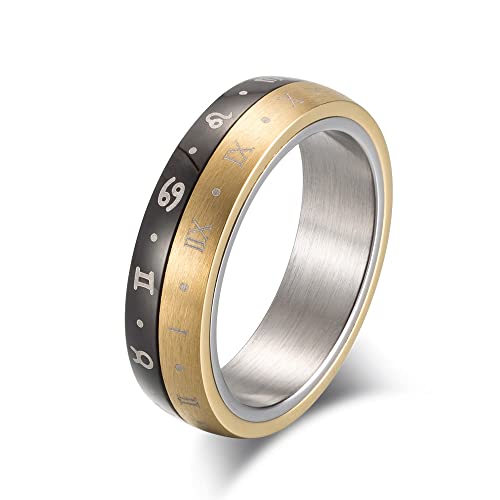 Alliance homme rotative en acier avec chiffres romains bague garçon