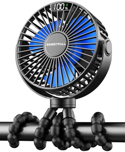 SWEETFULL Mini Ventilator Kinderwagen Ventilator Leise Handventilator | 4000mAh Akku Tischventilator Usb Lüfter Klein fan Tragbarer Reise Büro Camping Auto 360 Drehbare