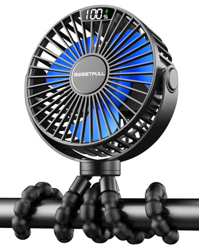 SWEETFULL Mini Ventilator Kinderwagen Ventilator Leise Handventilator 4000mAh akku Tischventilator Usb Lüfter Klein fan Tragbarer Reise Büro Camping Auto 360 Drehbare