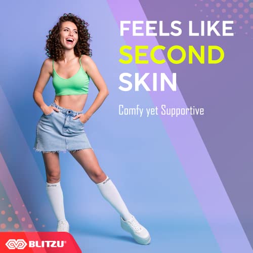 Blitzu Womens Compression Socks 20-30 Mmhg Wide Calf Energy Socks Easy On Easy Off For Swollen Feet And Ankles Post Surgery Edema Shin Splints Running Medical Socks For Men & Women Black Xl #TOP4