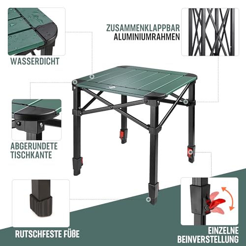 VILLEY Klapptisch im Praxistest beim Picknick: Vier Personen drumherum mit Essen