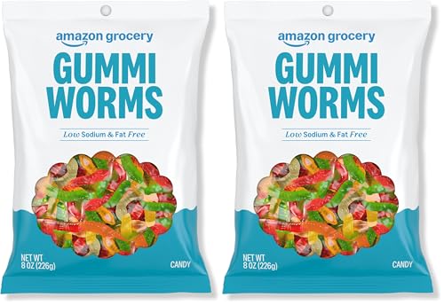 Amazon Grocery, Gummi Worms Candy, 8 Oz (Pack of 2) - image 1