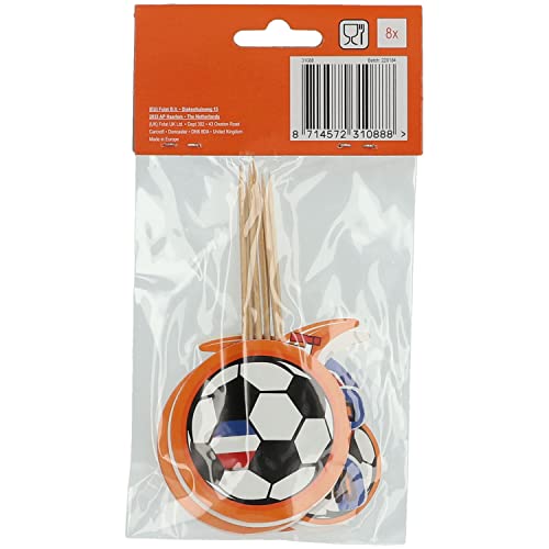 Folat 31088 Spieße Holland 10 cm-8 Stück Fußball Weltmeisterschaft, Mehrfarbig