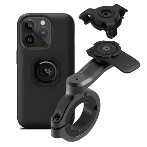 Image of Quad Lock Motorcycle Handlebar Phone Mount PRO - Large with Vibration Dampener and MAG Phone Case for iPhone 14 Pro