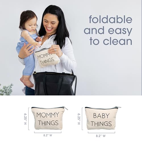 Pearhead Mommy and Baby Things Pouch Set, Canvas Zipper Organizer Bags for Diaper Bag and Travel, Cosmetic and Makeup Bag for Mom, Hospital Bag Essentials by Pearhead - Image 3