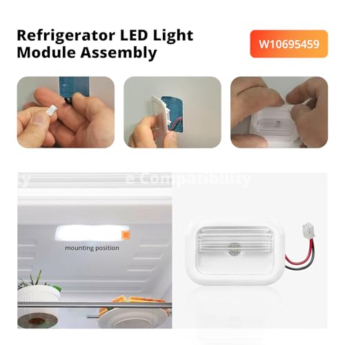 W10695459 W10843353 W11205083 Refrigerator LED Light Bulb Replacement for Whirlpool Kenmore Maytag Refrigerator Freezer Replaces W11683243 W11126053 W10660728 W10279030 W11205083 W10279030 (3Packs) by showingo - Used condition - Image 4
