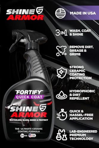 SHINE ARMOR Ceramic Coating Fortify Quick Coat Car Wax Polish Spray Waterless Wash & Wax Hydrophobic Top Coat Polish & Polymer Paint Sealant Detail Protection (24 Fl Oz) - Image 7