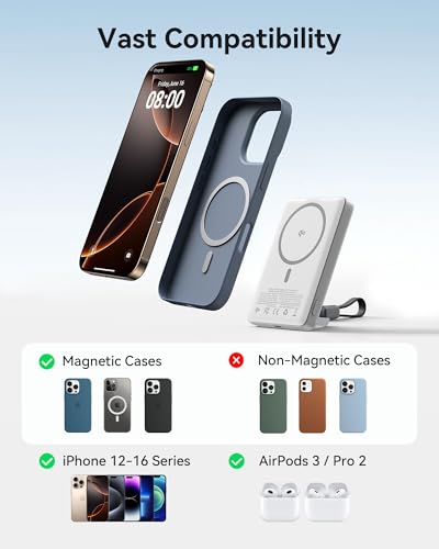 INIU Qi2 Magnetic Power Bank, Market's Slimmest 10000mAh Portable Charger with Foldable Stand for iPhone 16/15/14/13/12 Series - Image 6