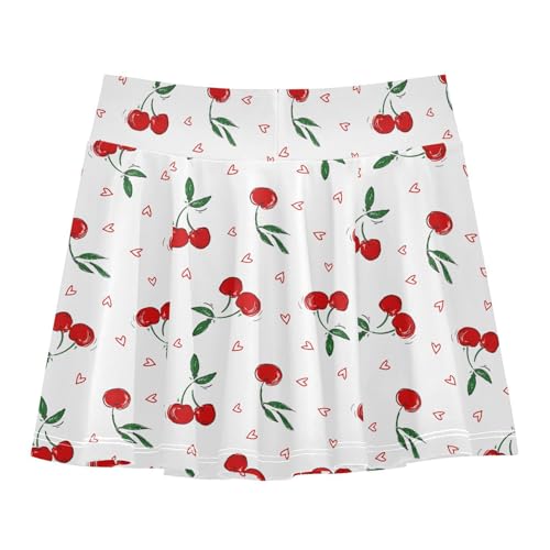 Girls Skorts High Waist Athletic Skirts with Shorts Cherry Stretchy Teens Performance Tennis3