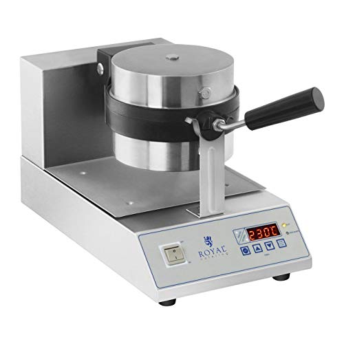 Royal Catering RCWM-1300-RE Waffeleisen Waffelgerät Waffelautomat Waffle Maker Belgische Waffel (Ø 18 cm, Drehbar, 1300 W, Timer 99 min, Edelstahlgehäuse), Schwarz – Bild 3