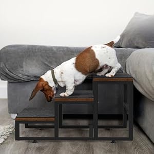   Dog-Stairs-for-Small-Dogs-Pet-Steps-with-3-Tier-3-Steps-Dog-Stairs-for-Small-Dogs-to-High-Bed-and-Couch-Sofa-Non-Slip-Pet-Stairs-for-Small-Dogs-Older-or-Injured-Pet-Brown