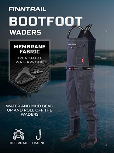 Finntrail Men's Bootfoot Chest Waders - Breathable Fishing Waders With Boots - Durable Atv Waders Waders Dungaree (Denim, 12 Large) #TOP1