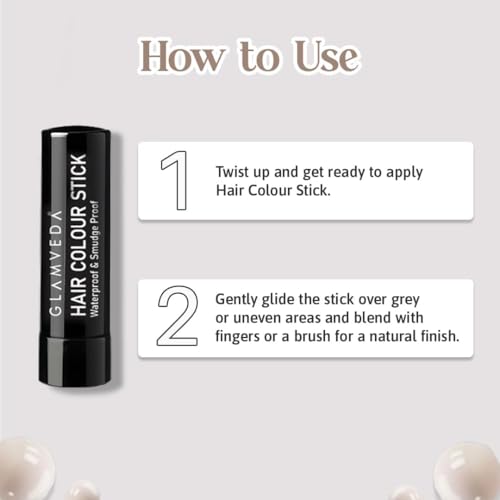 Image of Glamveda Hair Touch-Up | Instant Hair Colour Stick | Natural Hairline, Root Touch Up Helps Cover Grey Root | Highly Pigmented, Fuller & Denser Look | Long-Lasting Matte Finish Pack of 1