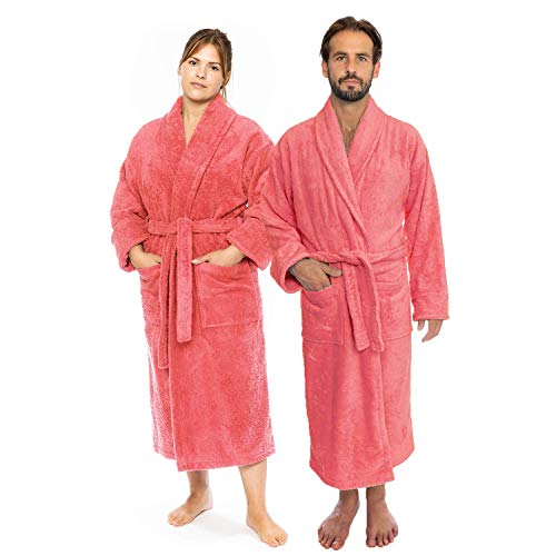 Classic Turkish Towels - Luxury Terry Cloth Robe For Men And Women, 100% Turkish Cotton, Soft And Plush, Long Unisex Bathrobe - Pink (Small) #TOP2