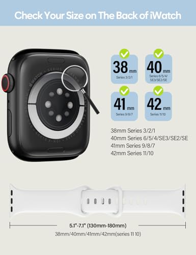 Image of Sport Silicone Band Compatible with Apple Watch Bands 40mm 38mm 41mm 44mm 45mm 42mm 49mm Women Men,Soft Wristband Waterproof Replacement Sport Strap for iWatch Bands Series 9 8 7 6 5 4 3 2 1 SE Ultra