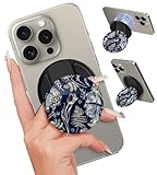 Kidcube Magnetic Phone Grip Compatible with Magsafe - Cell Phone Grip Stand Ring Holder Magnet Kickstand Removable Accessories for iPhone 16 Pro Max/16/15/14/13/12 Series Women Cute Blue Floral