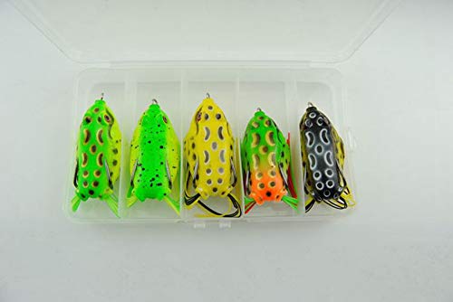 FNAPE Angelköder 5er Set, 6.5CM 12G Kunstköder Raubfisch Raubfischköder Oberflächenköder Froschköder Weiche Köder Frosch Angelköder Wobbler Für Barsch Forelle Hecht Zander Süßwasser Salzwasser