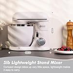 Kitchen in the Box Stand Mixer, 3.5QT Two Bowls Small Kitchen Electric Mixer, 10-Speed Portable Lightweight with Matte Finish, Egg Whisk, Dough Hook, Beater (Frost White, 3.5QT) - Image 3