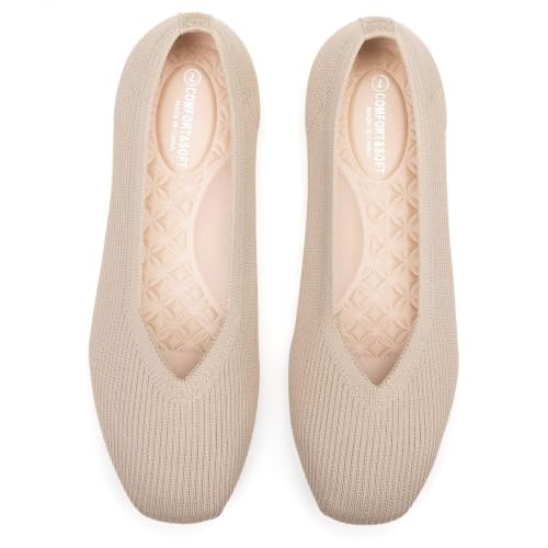 Image of Frank Mully Women Square Toe Flat Shoes Comfortable Knitted Flats