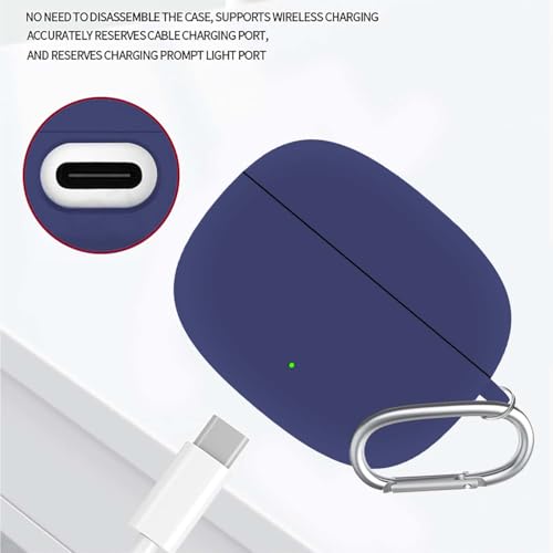 Image of Anvique Silicone Case Cover for Oneplus Nord Buds 4 Pro, Scratch Resistance, Shock Absorption, with Premium Carabiner (Blue R)